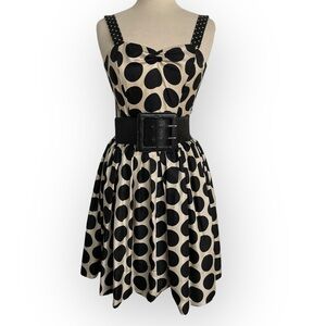 TRELISE COOPER vintage silk POLKA DOT pinup SWING girl tea length dress 4